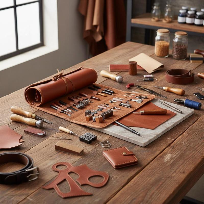 Leather Workshop - Set Professionale di 72 Pezzi per