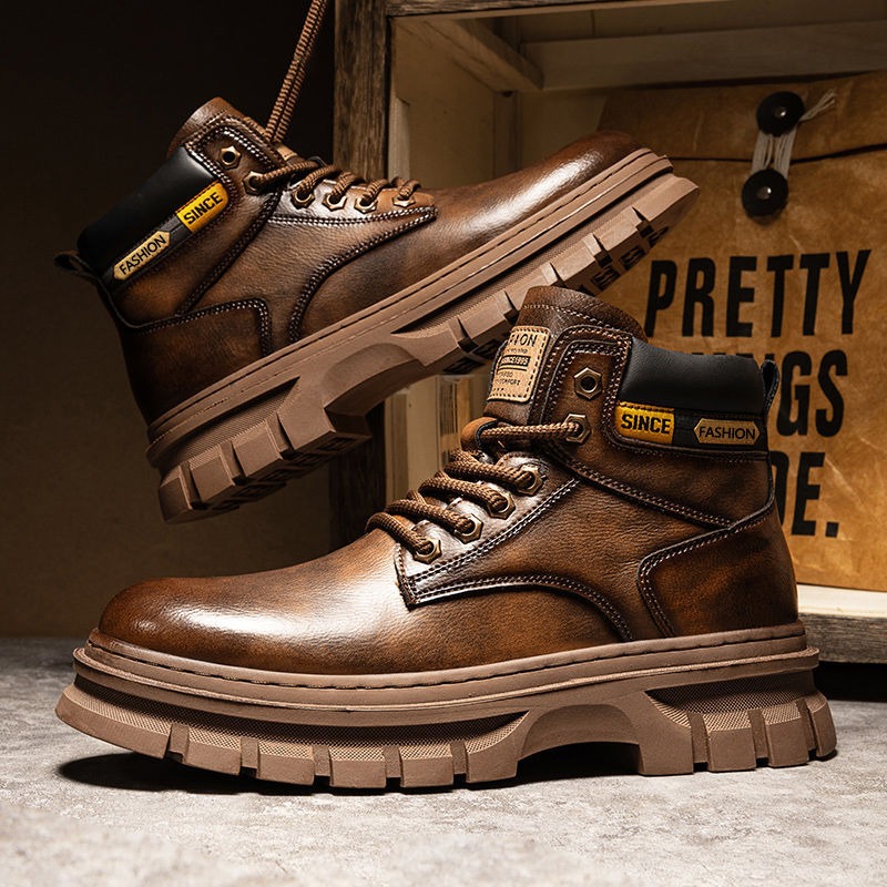 Leatherwork Boots - Stivaletti con plateau da uomo vintage