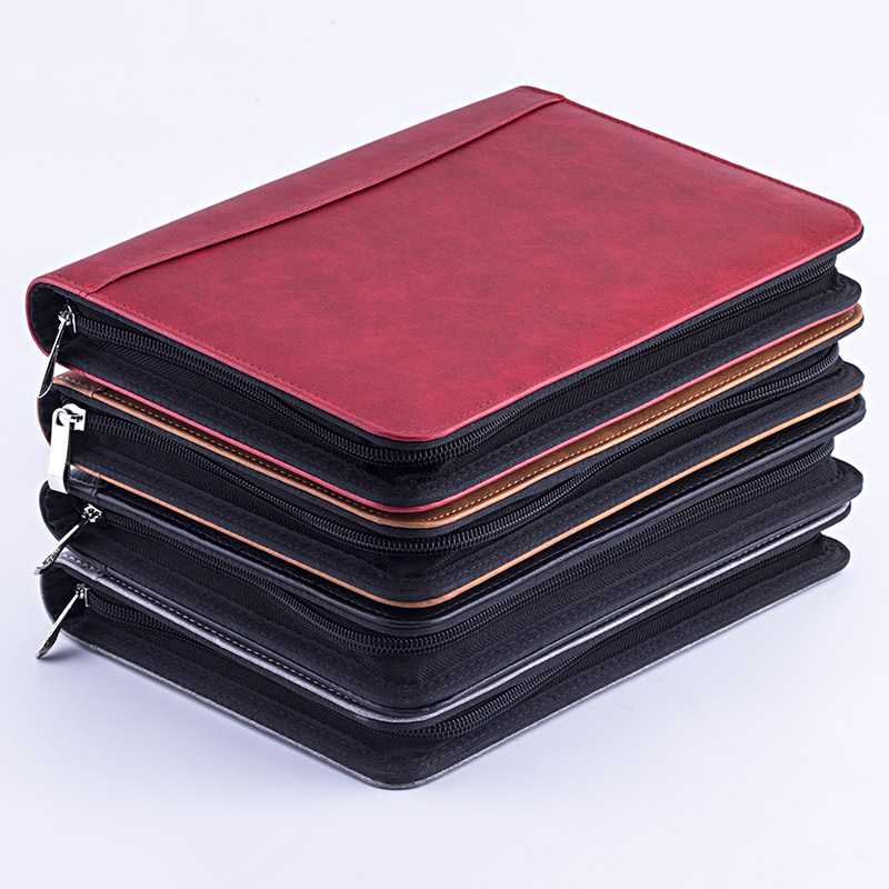 Leather Work Folder - Cartella portadocumenti A5 Padfolio con cerniera