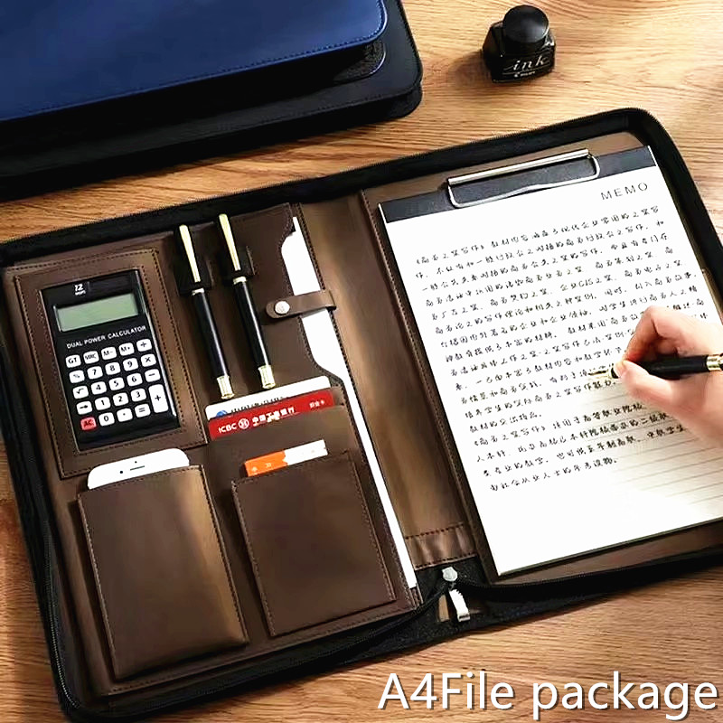 Leather Work Folder - Portafolio in pelle PU Custodia per
